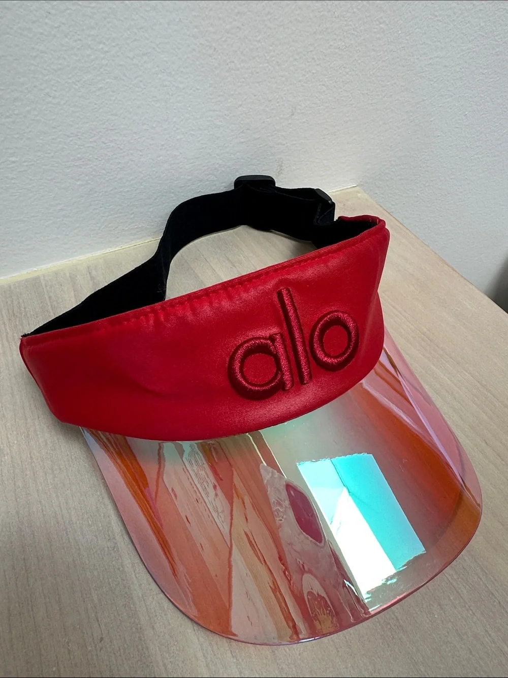 ALO Yoga Red Visor with Iridescent Mirror Brim
